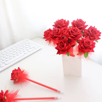 Химикалки с рози 0,5 мм, 3D изкуствени цветя kawaii, сладки сини инструмент за писане, подарък за момичета, Офис-канцеларски материали, ученически пособия
