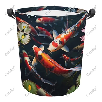 Цветни японски рибки Koi Сгъваема Кошница за дрехи, кош за мръсни дрехи, Органайзер за съхранение на Кофа, Домашна чанта за съхранение