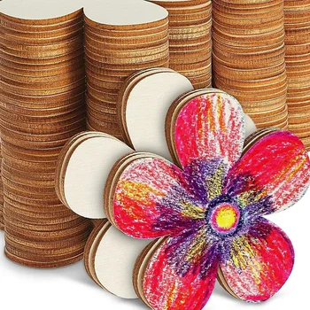 Цветя на трески Растителен декор на Изделия от дървени парчета Изрезки от въже Детски стенни декорации