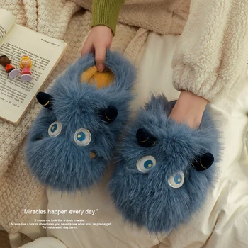 Чанта за Любителите на Домашния Уют Little Monster В Топла Дебела Подметка За Носене Лека Удобна Неплъзгащи Вълнен Дамски Памучен обувки