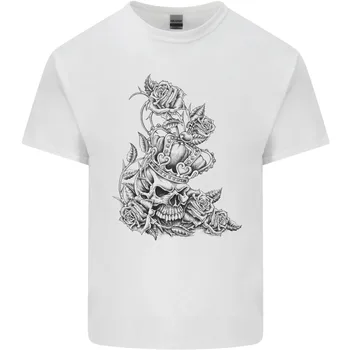 Череп в короната, байкерский череп, готическия хеви-метъл, мъжки памучен тениска с дълги ръкави