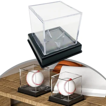 бейзболна кутия 1бр Акрилна Бейзболна витрина Прозрачна Бейзболна кутия Притежател на топката Куб Прахоустойчив бейзболни топки с размер до 9 инча